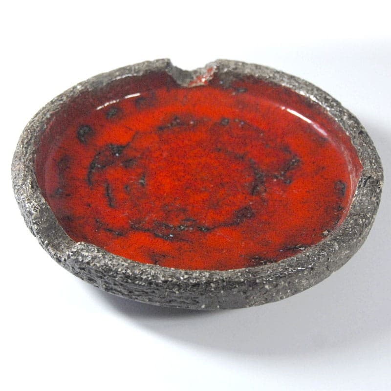 Popielnica ceramiczna pomarańczowo-czerwona, proj. J. van Erp, Holandia, lata 70. - 318670