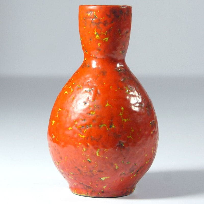 Wazon Fat Lava, pomarańczowy żółty brązowy, ceramika, lata 60. - 318667