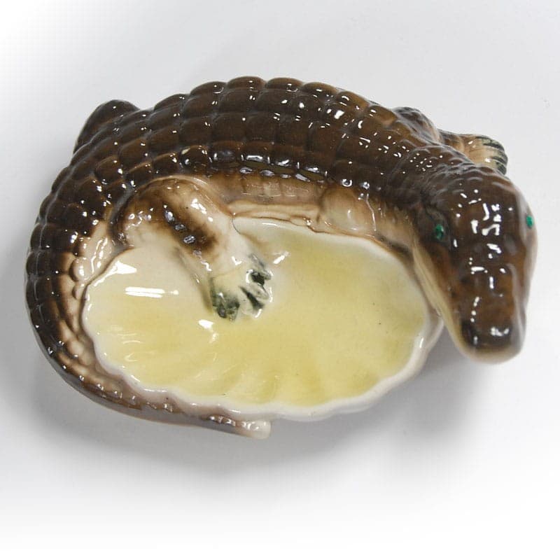 Paterka figuralna krokodyl, brązowy, ceramika, lata 60. - 318638