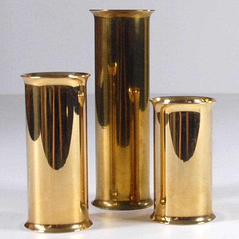 Zestaw trzech świeczników Altecco, złoty, metal złocony, Dania, lata 80. - 318631