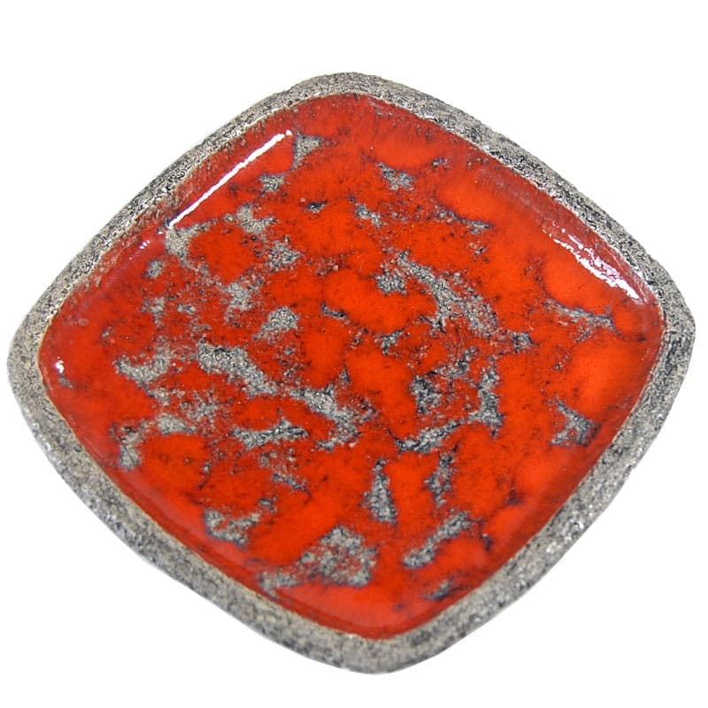 Paterka ceramiczna pomarańczowo-czerwona, ceramika, proj. J. van Erp, Holandia, lata 70. - 318628