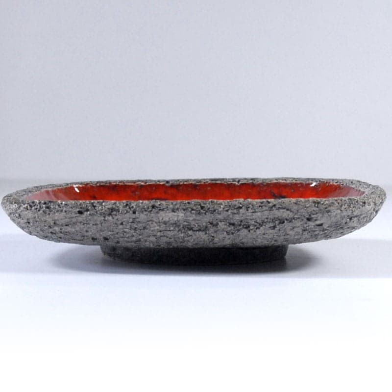 Paterka ceramiczna pomarańczowo-czerwona, ceramika, proj. J. van Erp, Holandia, lata 70. - 318627