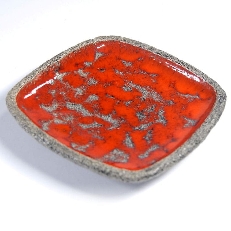 Paterka ceramiczna pomarańczowo-czerwona, ceramika, proj. J. van Erp, Holandia, lata 70. - 318626