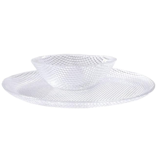 Zestaw szkła stołowego Trigona, szkło transparent, proj. T. Jørgensen, Holmegaard, Dania, lata 80. - WYMIARY