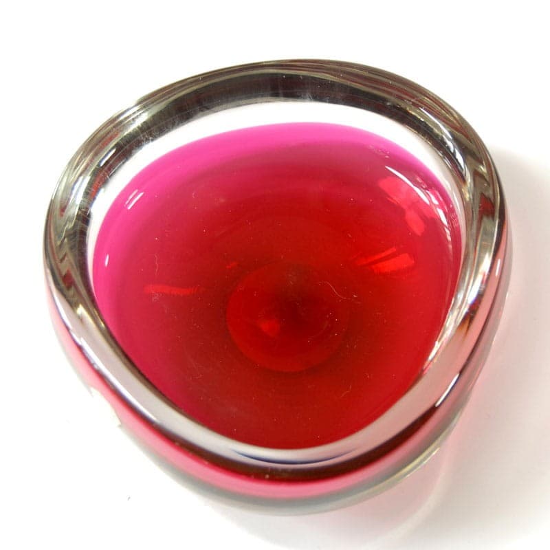 Paterka, różowa, szkło, Sea Glasbruk, Szwecja, lata 60. - 318606