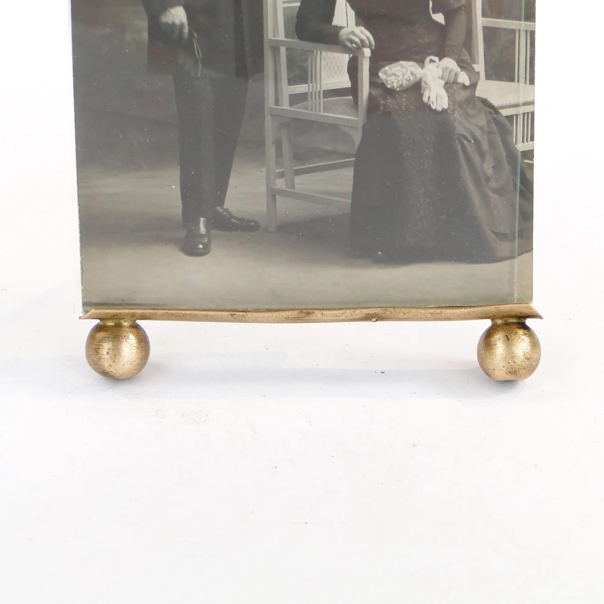 Photo frame with garland, gilded brass, France, 19th c. - 23569