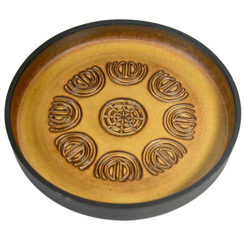 Patera ceramiczna, żółty, czarny, ceramika, Frank Keramik, Dania, lata 70. - 318564