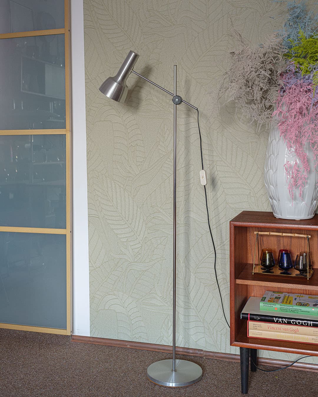 Lampa podłogowa, srebrny metal, Dania, lata 80. - 318439