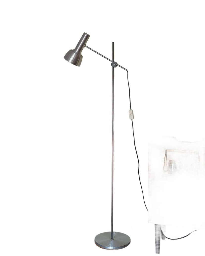 Lampa podłogowa, srebrny metal, Dania, lata 80.
