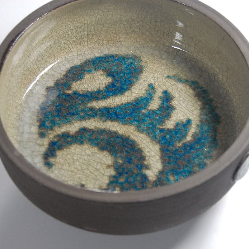 Patera ceramiczna, szary beżowy niebieski, ceramika, proj. J. Andersen, Dania, lata 70. - 318522