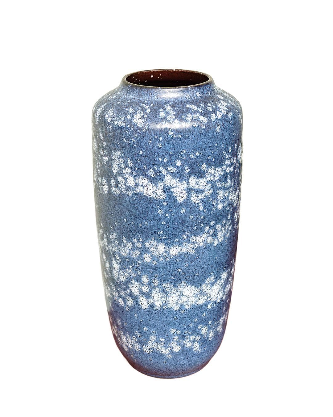 Floor vase Scheurich, blue white, ceramics, Germany, 1970s.