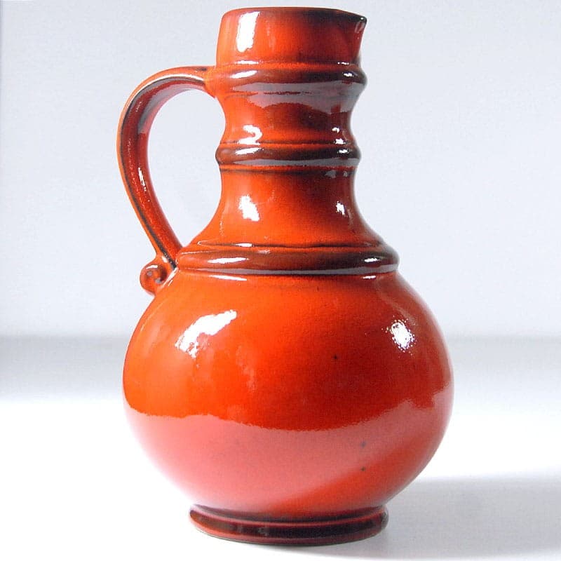 Wazon, czerwony pomarańczowy, ceramika, proj. C. Zalloni, Niemcy, lata 60. - 319462