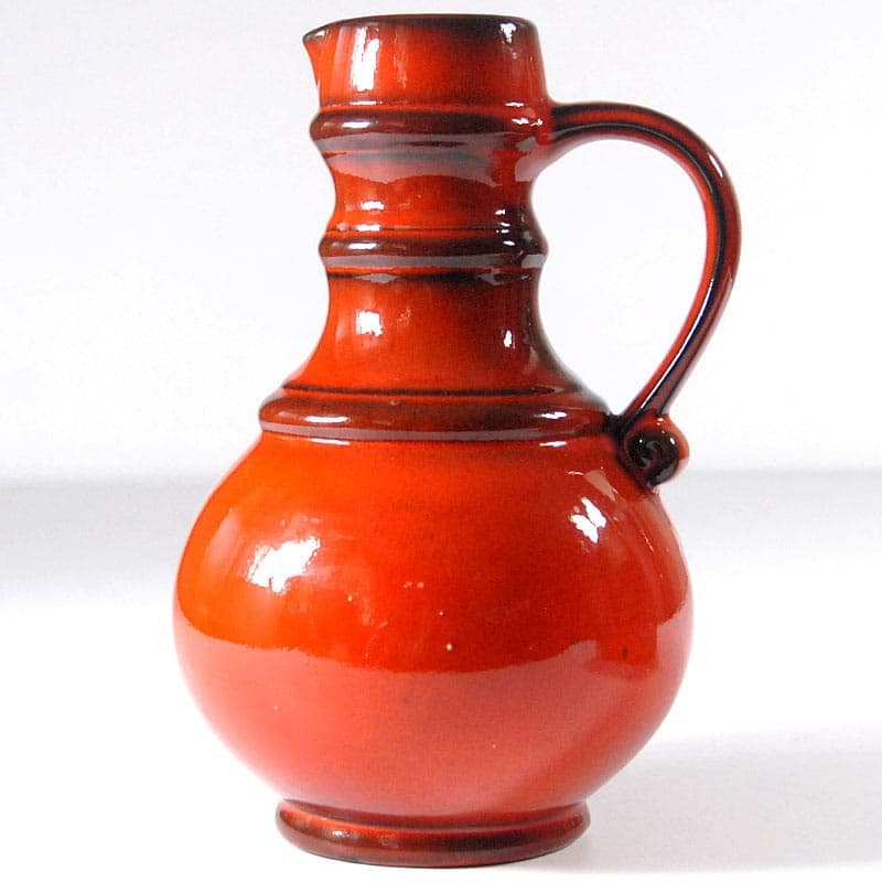 Wazon, czerwony pomarańczowy, ceramika, proj. C. Zalloni, Niemcy, lata 60. - 319461