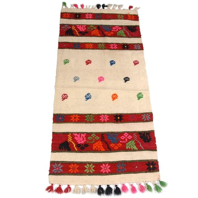 Decorative Folk Textile, beige, multicolor, Eastern Europe, 1970s - DIMENSION