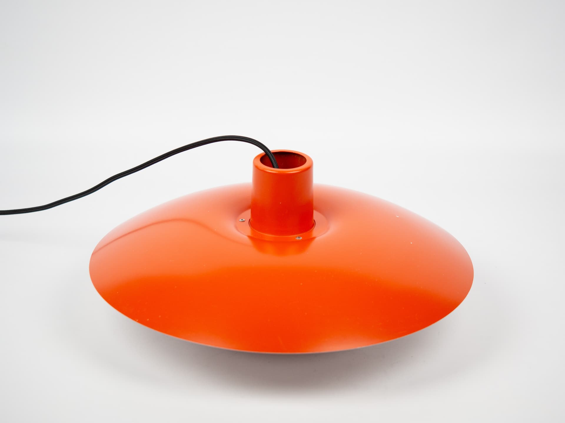 Pendant lamp PH 4/3, red orange, aluminum, by P. Henningsen, Louis Poulsen, Denmark, 1970s. - 319136