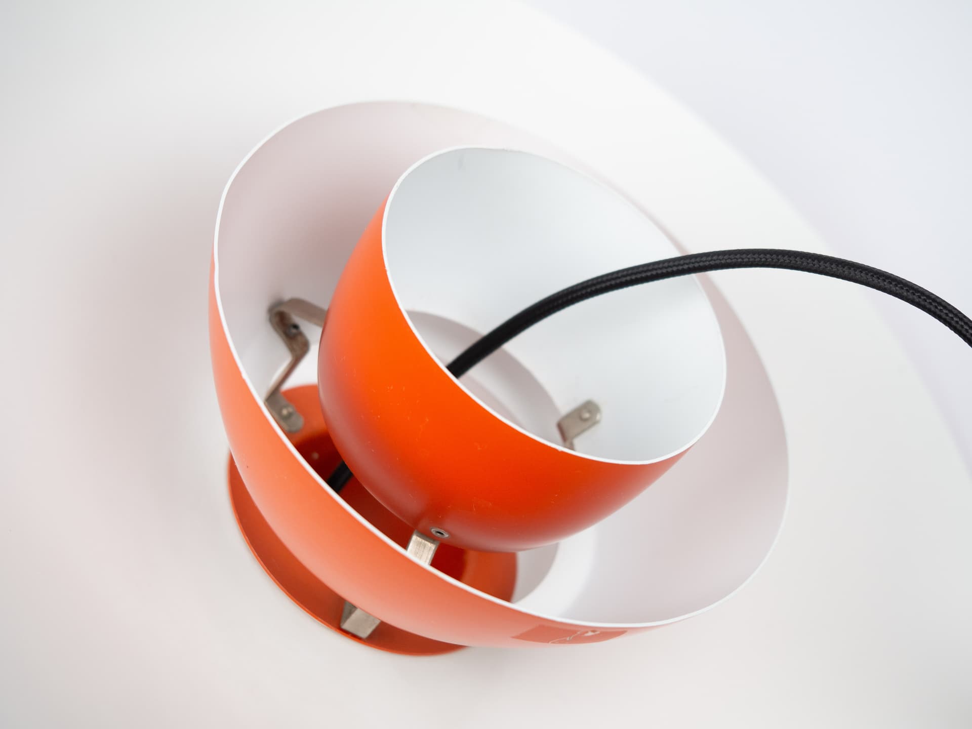 Pendant lamp PH 4/3, red orange, aluminum, by P. Henningsen, Louis Poulsen, Denmark, 1970s. - 319144