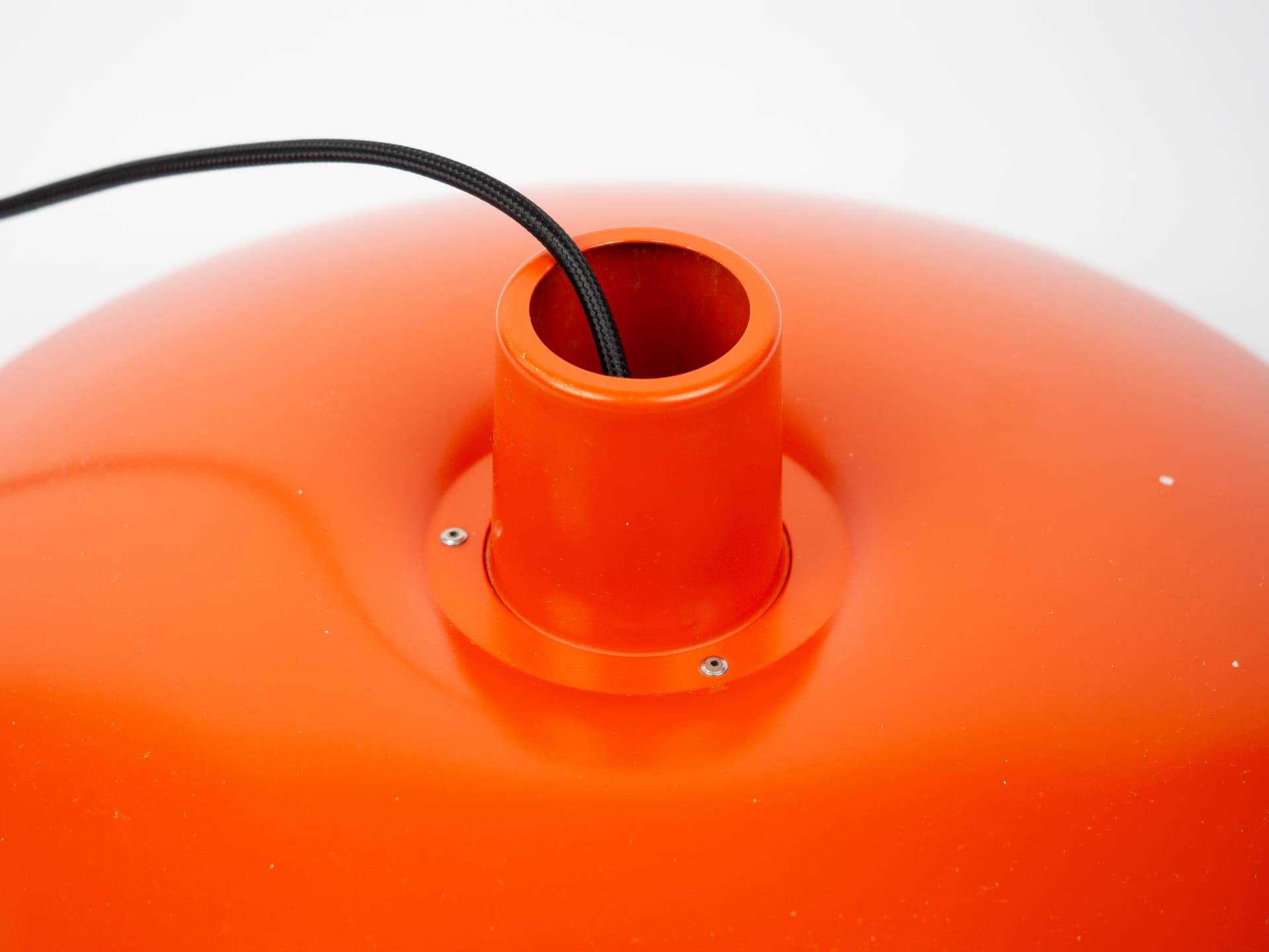 Pendant lamp PH 4/3, red orange, aluminum, by P. Henningsen, Louis Poulsen, Denmark, 1970s. - 319141