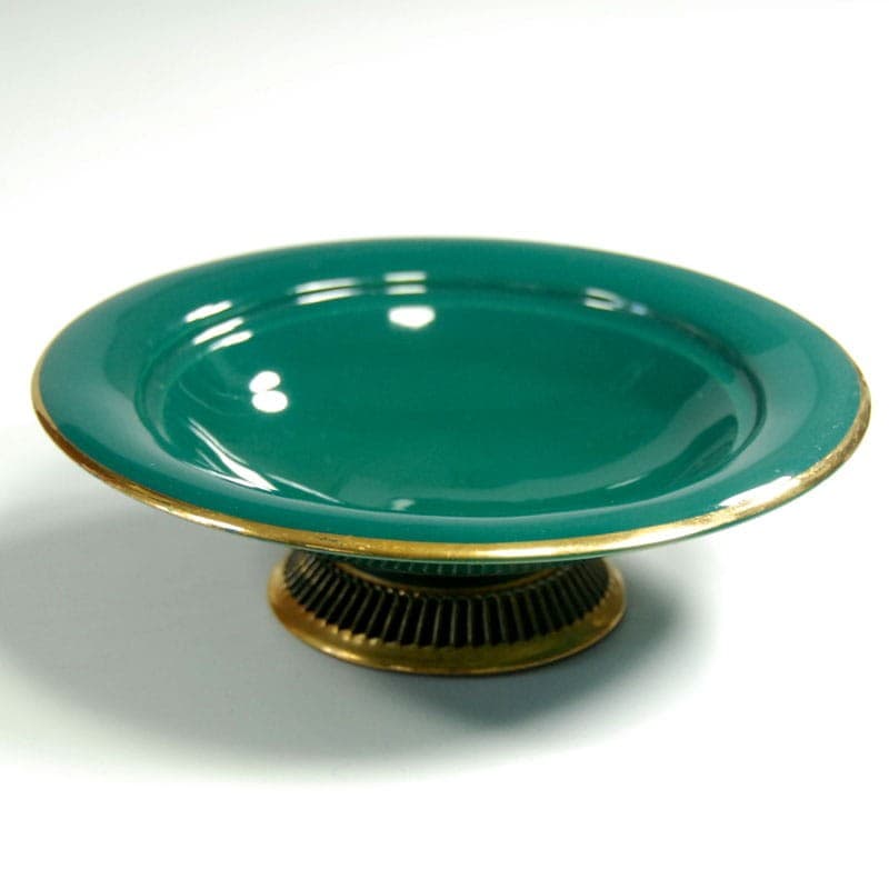 Paterka Fiorentine, ceramika zielona, złocona, proj. I. Casini, Włochy, lata 50. - 319305