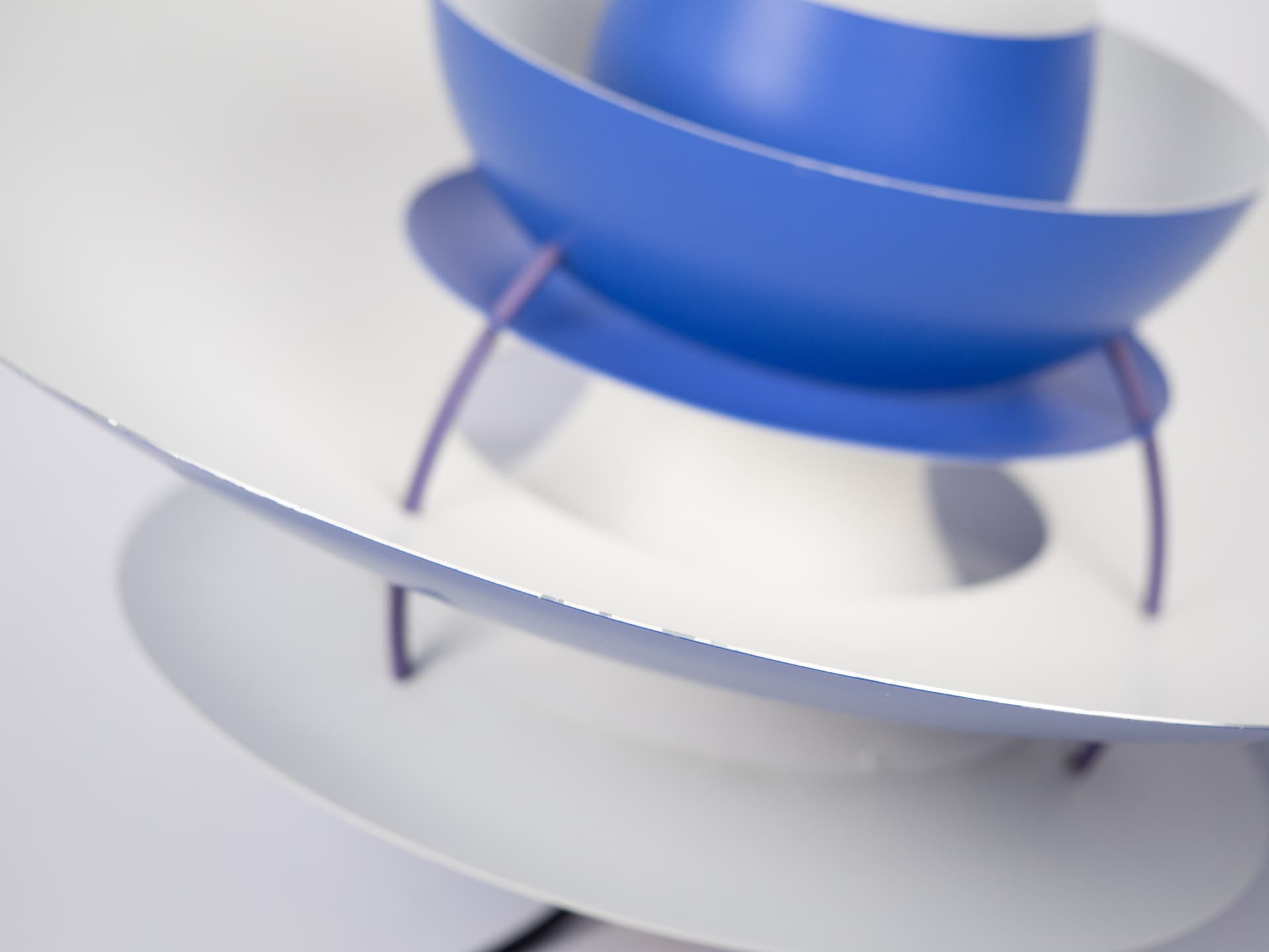 Pendant lamp PH 5, blue aluminum, by P. Henningsen, Louis Poulsen, Denmark, 1980s. - 319169