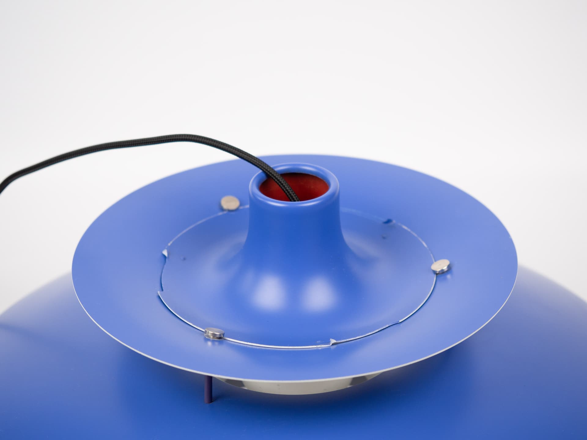 Pendant lamp PH 5, blue aluminum, by P. Henningsen, Louis Poulsen, Denmark, 1980s. - 319165