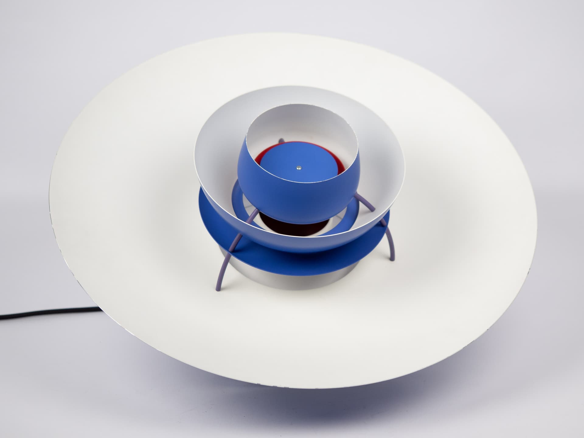 Pendant lamp PH 5, blue aluminum, by P. Henningsen, Louis Poulsen, Denmark, 1980s. - 319166