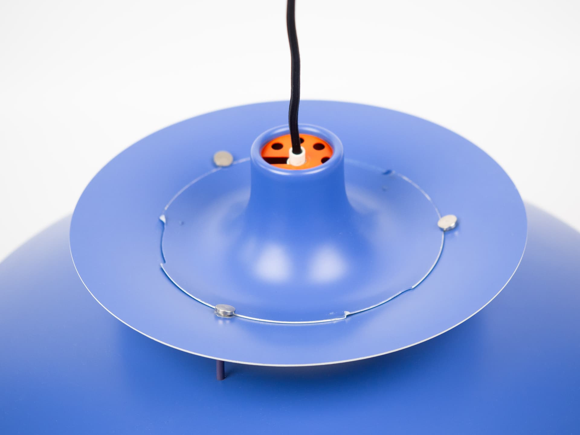 Pendant lamp PH 5, blue aluminum, by P. Henningsen, Louis Poulsen, Denmark, 1980s. - 319168