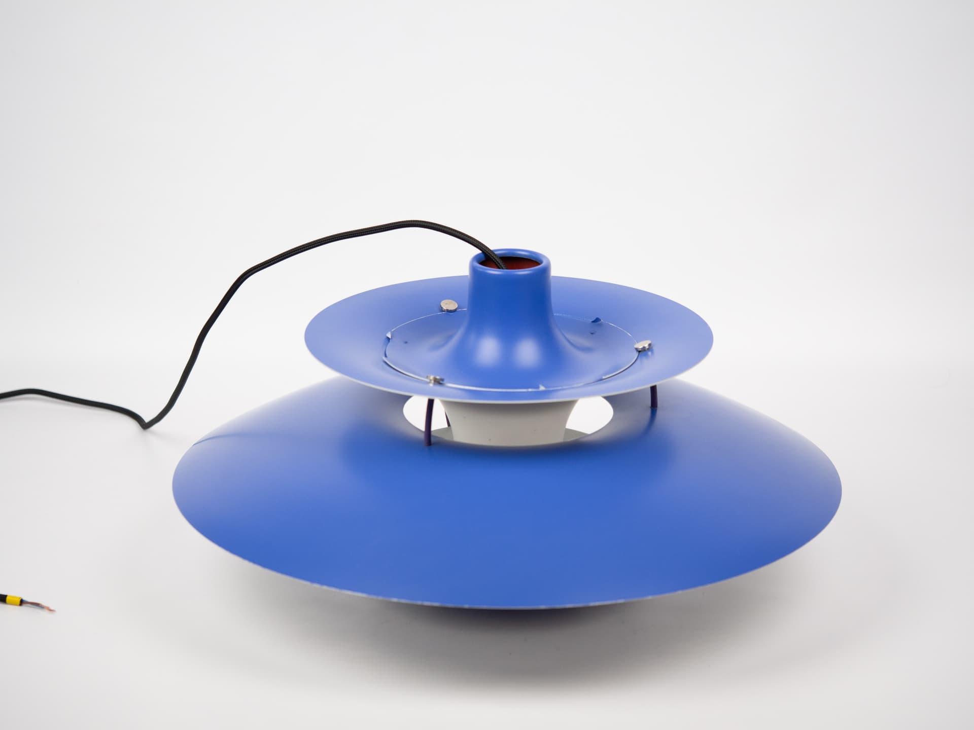 Pendant lamp PH 5, blue aluminum, by P. Henningsen, Louis Poulsen, Denmark, 1980s. - 319164