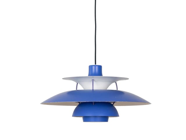 Pendant lamp PH 5, blue aluminum, by P. Henningsen, Louis Poulsen, Denmark, 1980s. - DIMENSION