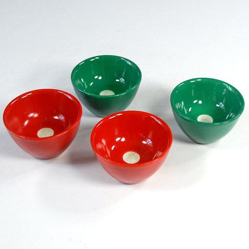 Zestaw czterech świeczników, czerwony zielony, porcelana, Arabia, Finlandia, lata 60. - 319242