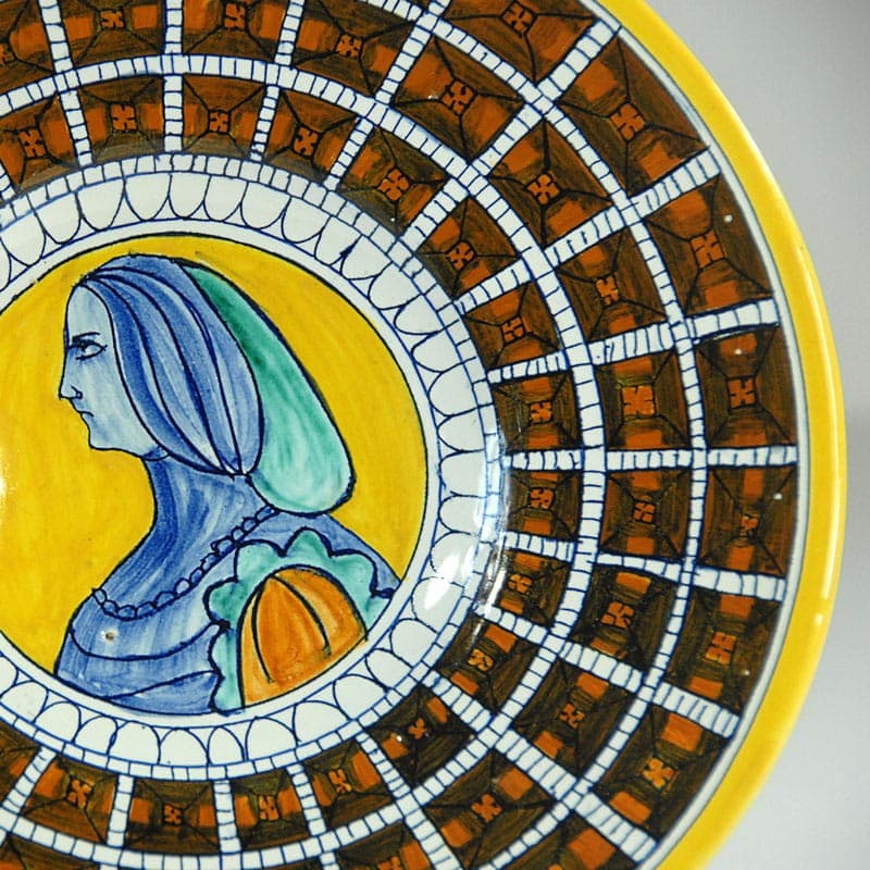 Patera dekoracyjna, majolika żółta, Deruta, Włochy, lata 70. - 319238