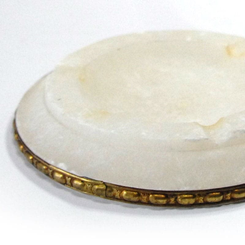 Popielnica, alabaster biały, metal złoty, lata 50. - 319226
