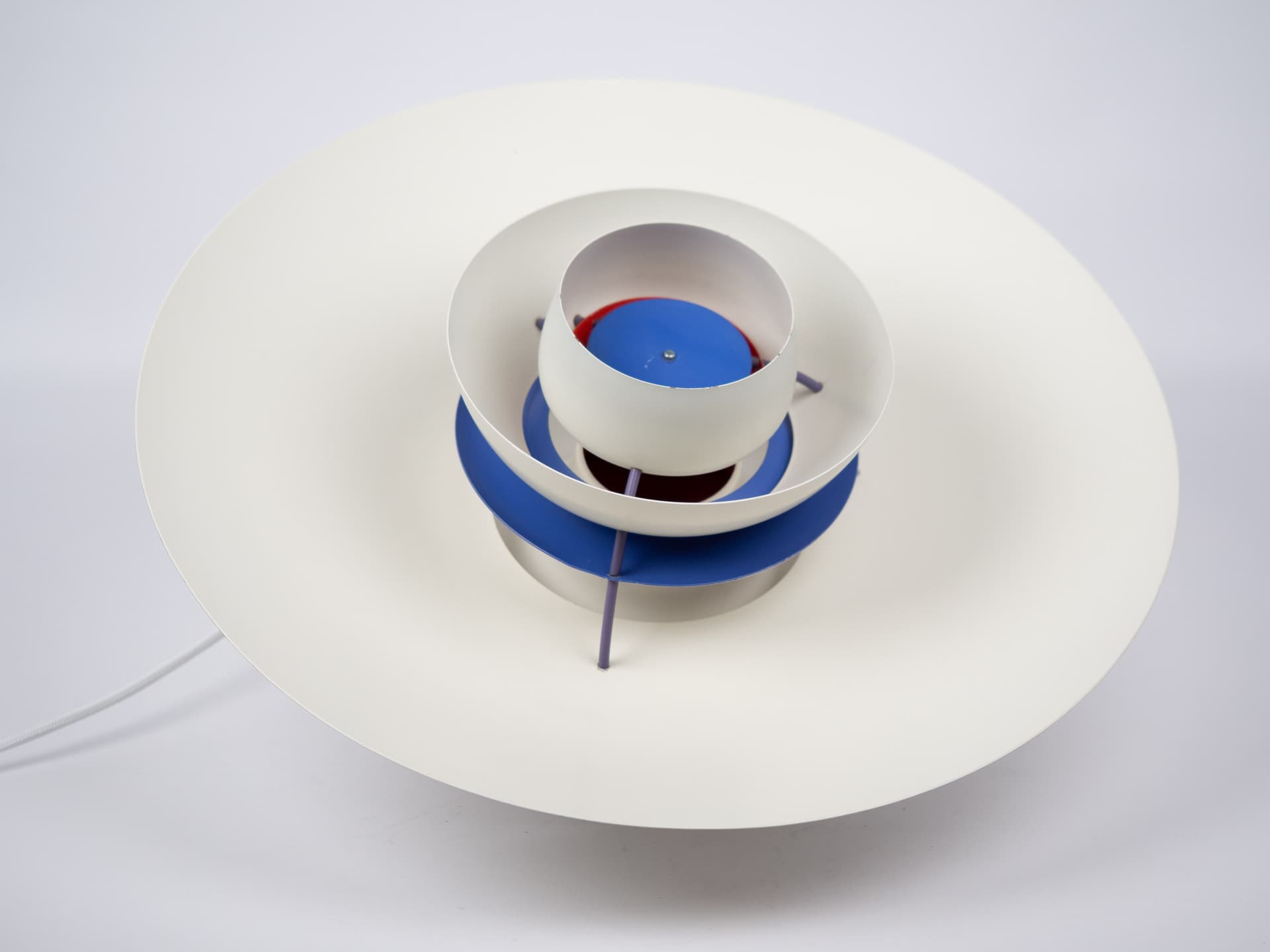 Pendant lamp PH 5, white, metal, by P. Henningsen, Louis Poulsen, Denmark, 1980s. - 319203
