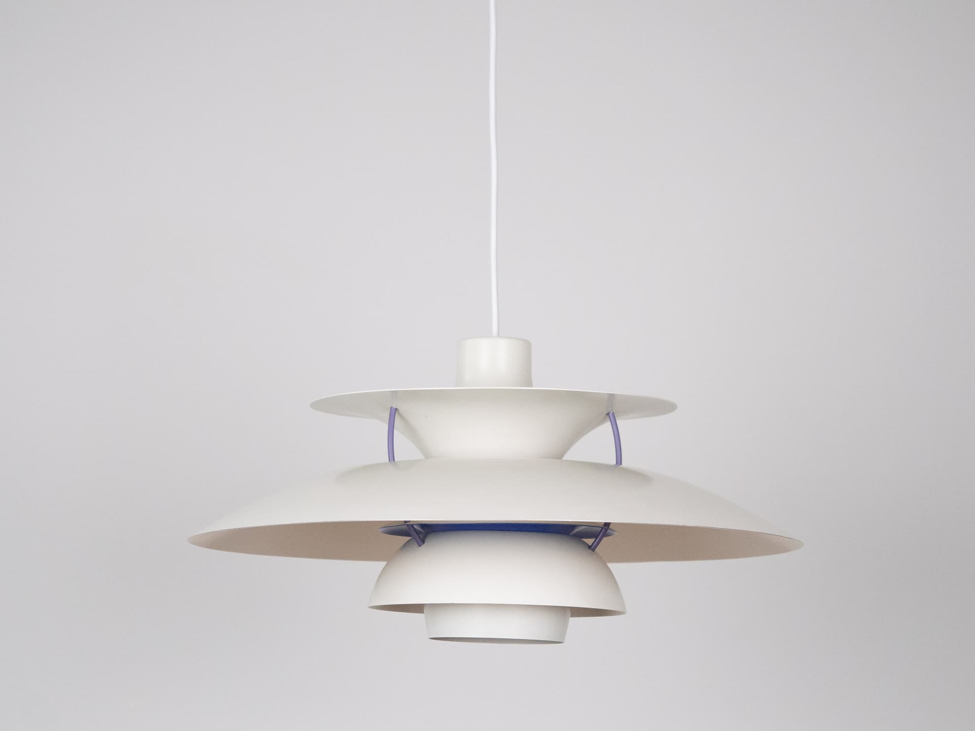 Pendant lamp PH 5, white, metal, by P. Henningsen, Louis Poulsen, Denmark, 1980s. - 319200