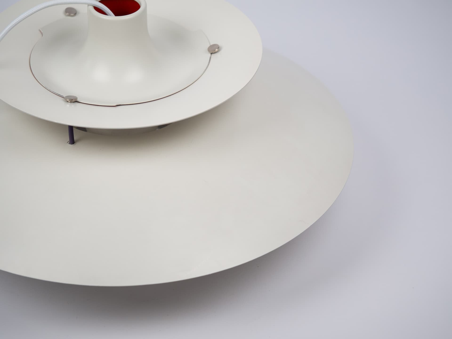Pendant lamp PH 5, white, metal, by P. Henningsen, Louis Poulsen, Denmark, 1980s. - 319204