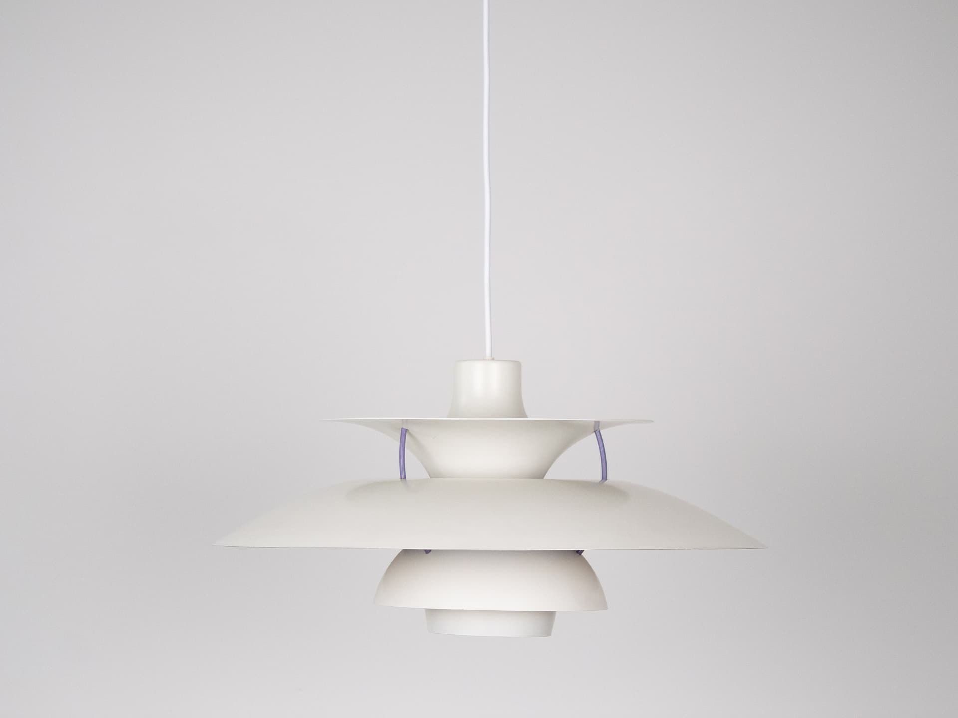 Pendant lamp PH 5, white, metal, by P. Henningsen, Louis Poulsen, Denmark, 1980s. - 319196