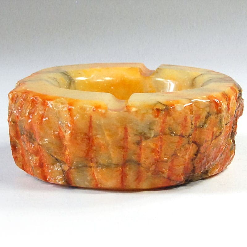 Popielnica duża, alabaster barwiony miodowy, Włochy, lata 60. - 319210