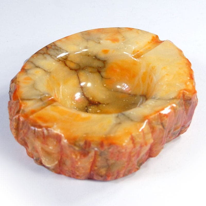 Popielnica duża, alabaster barwiony miodowy, Włochy, lata 60. - 319209