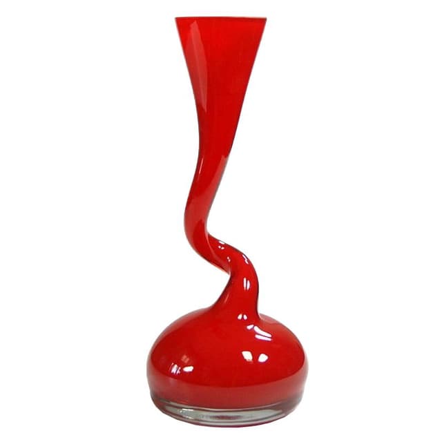Wazon Swing, szkło czerwony transparentny, Normann Copenhagen, Dania, lata 90. - WYMIARY
