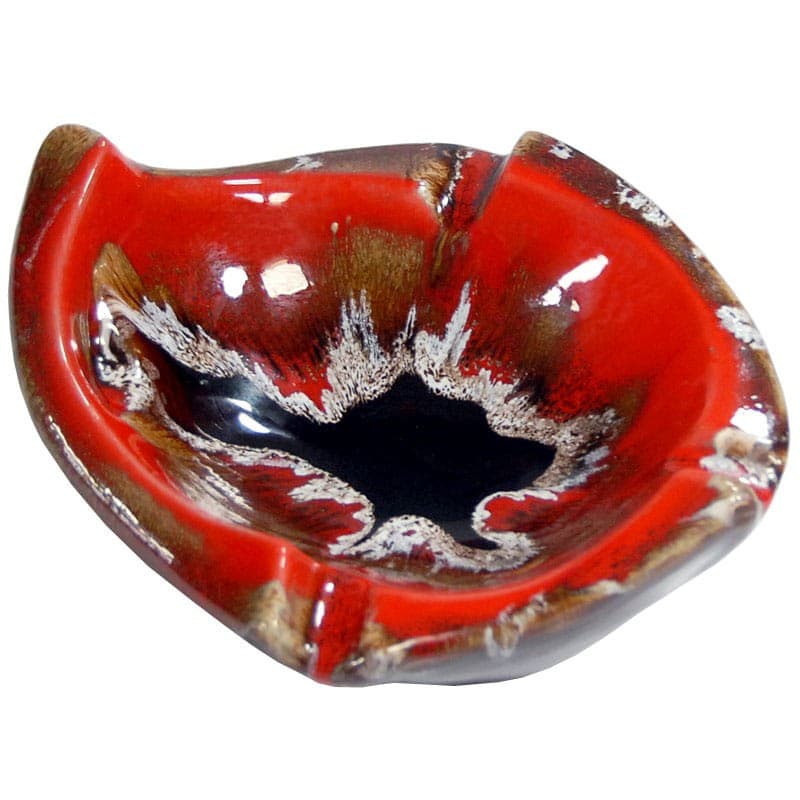 Popielnica fat lava, czerwona, ceramika, Vallauris, Francja, lata 60. - 319626