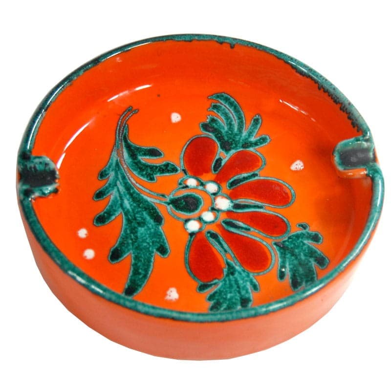 Popielnica Flower Power, pomarańczowo-czerwona, ceramika, Włochy, lata 70. - 319610