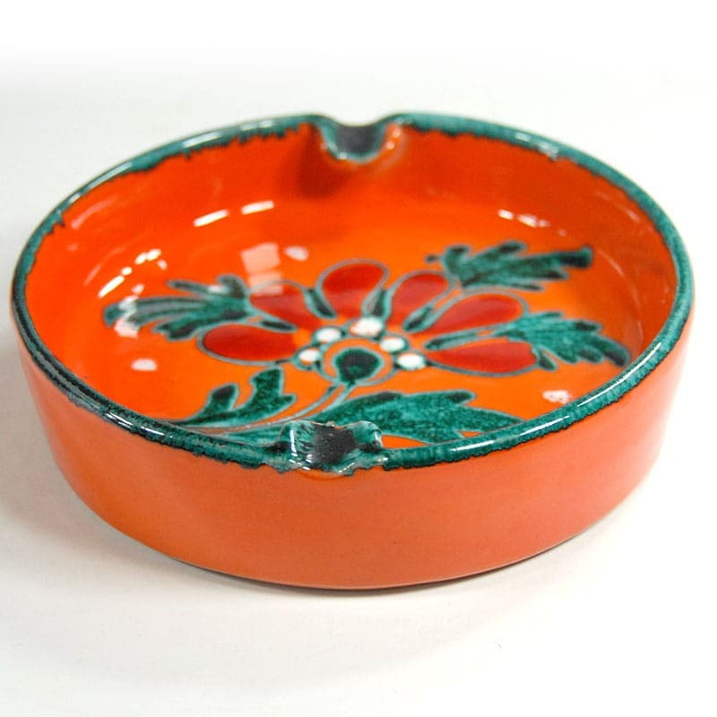 Popielnica Flower Power, pomarańczowo-czerwona, ceramika, Włochy, lata 70. - 319609