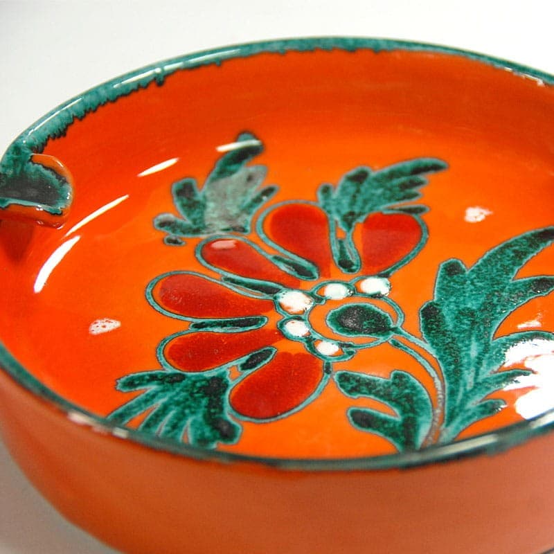Popielnica Flower Power, pomarańczowo-czerwona, ceramika, Włochy, lata 70. - 319608