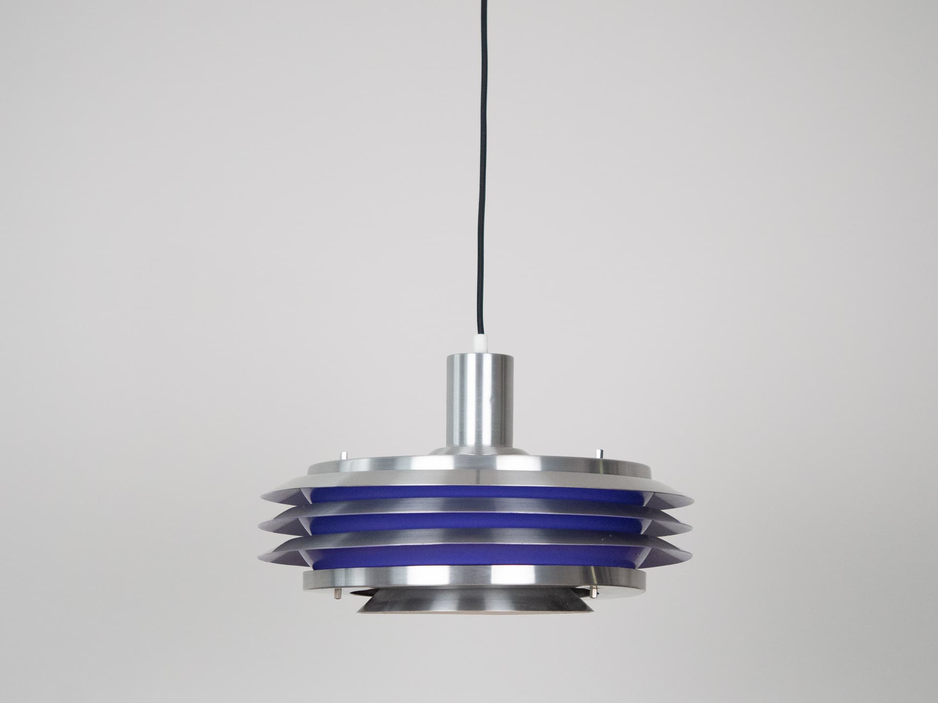 Pendant Lamp Trava, silver blue, metal, by C. Thore, Granhaga Metallindustri, Sweden, 1960s. - 319507