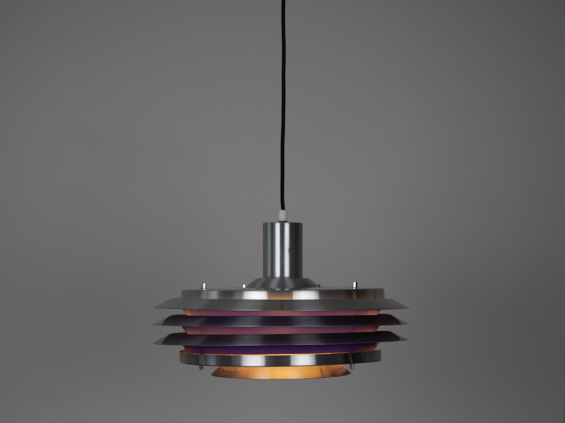 Pendant Lamp Trava, silver blue, metal, by C. Thore, Granhaga Metallindustri, Sweden, 1960s. - 319505