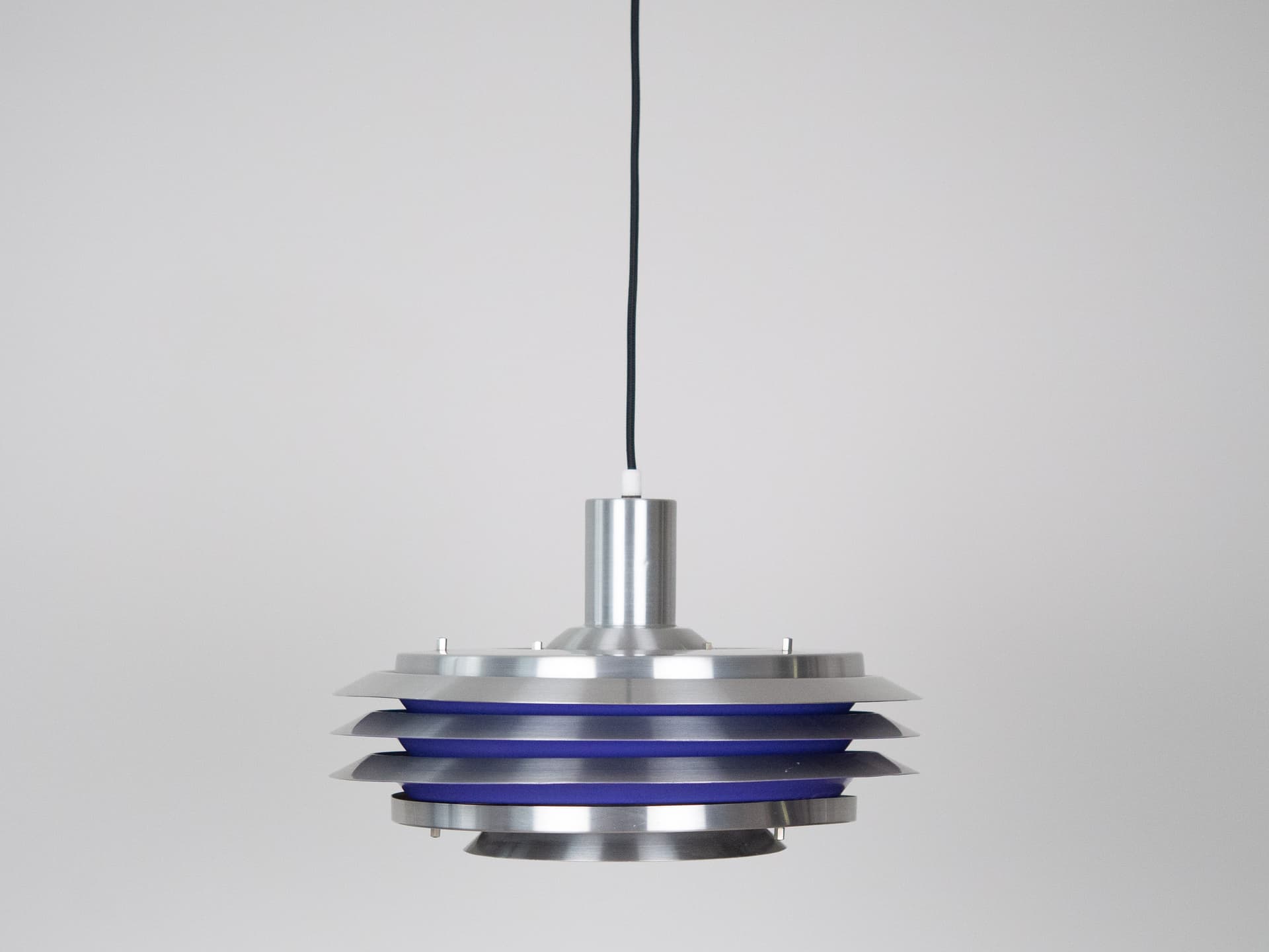 Pendant Lamp Trava, silver blue, metal, by C. Thore, Granhaga Metallindustri, Sweden, 1960s. - 319503