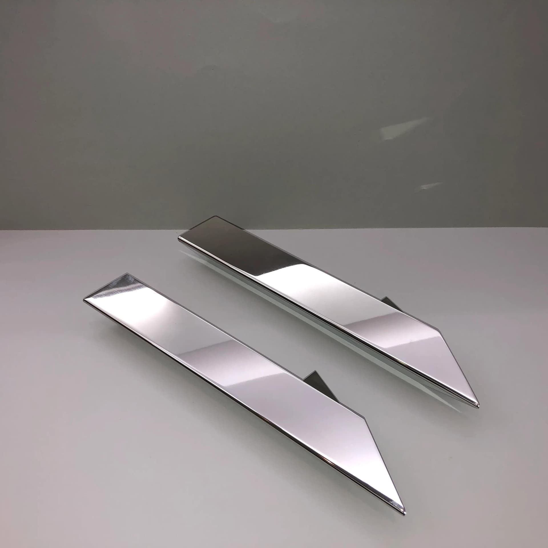 Pair of wall sconces, silver chromed brass, J.T. Kalmar, Germany, 1970s. - 23497