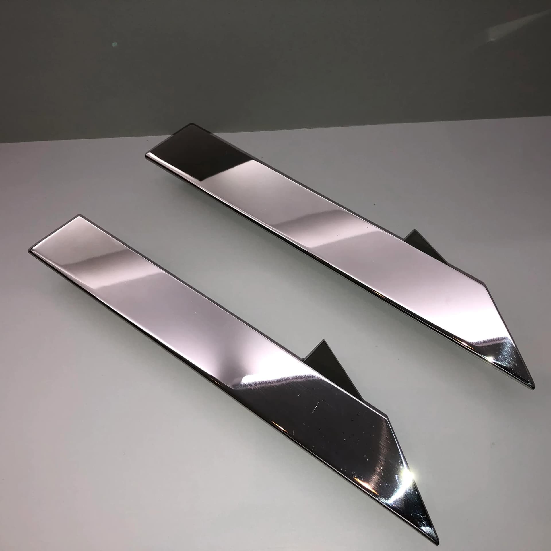 Pair of wall sconces, silver chromed brass, J.T. Kalmar, Germany, 1970s. - 23498