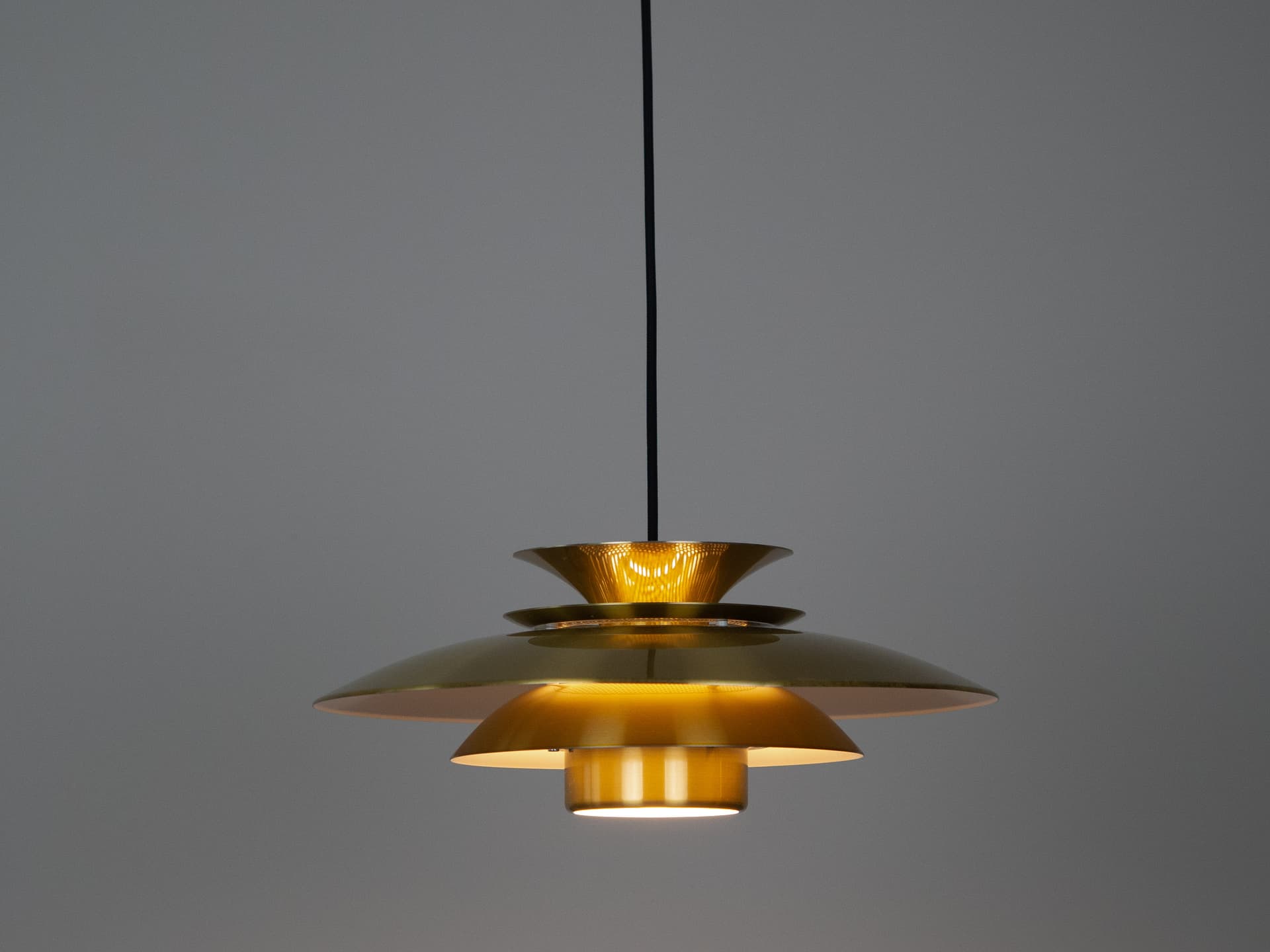 Pendant lamp, gold, aluminum, by B. Nordsted, Denmark, 1980s. - 319687