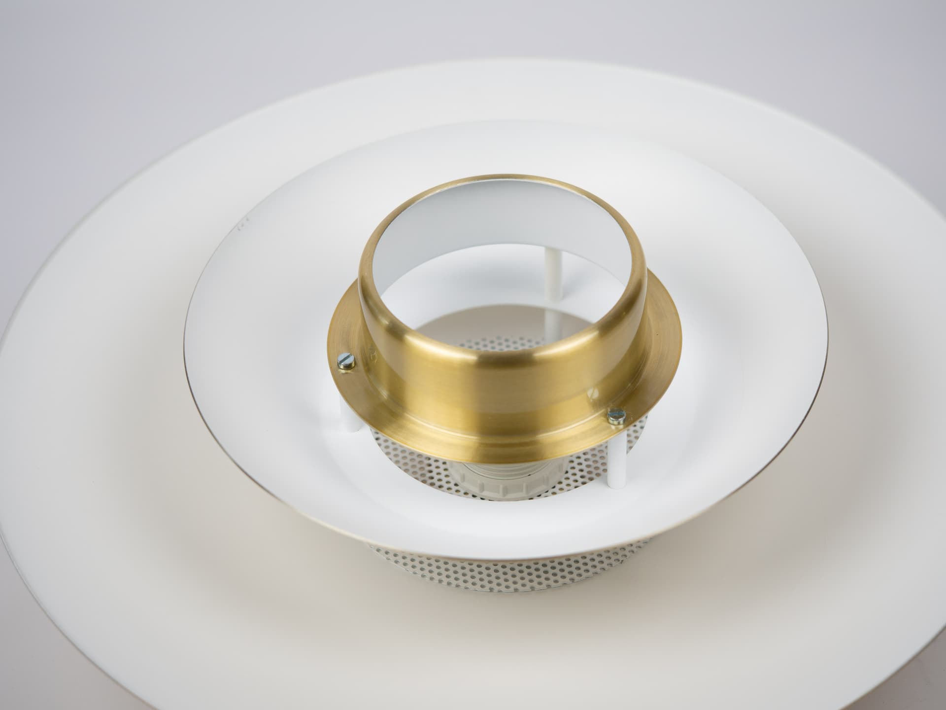 Pendant lamp, gold, aluminum, by B. Nordsted, Denmark, 1980s. - 319689