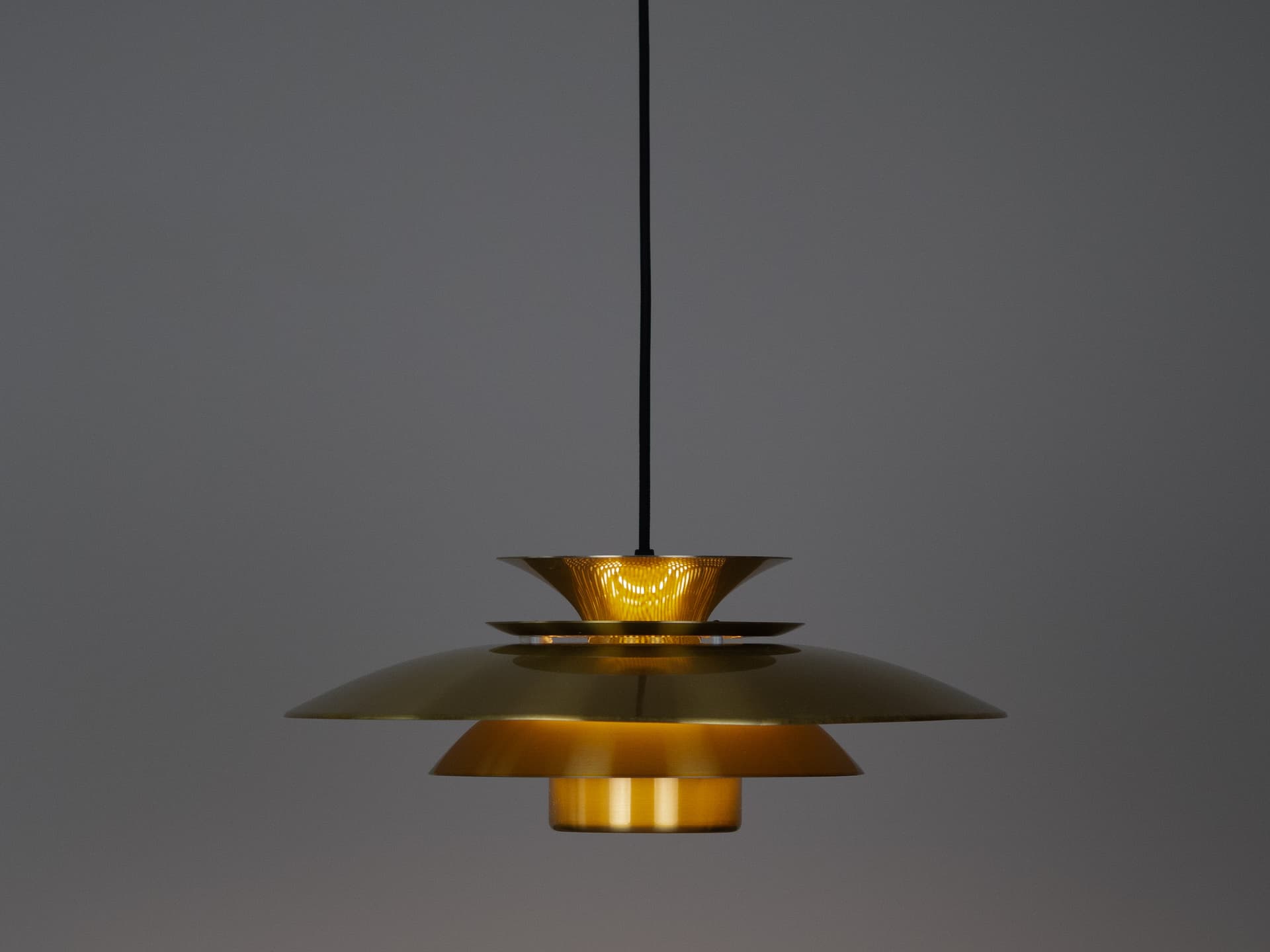 Pendant lamp, gold, aluminum, by B. Nordsted, Denmark, 1980s. - 319683